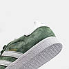 Кросівки чоловічі Adidas Gazelle Green White Khaki Адідас Газель зелені кеди низькі на кожен день замша, фото 10