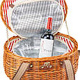 Кошик плетений для пікніка "Романтика" місткий з набором посуду на 2 персони та аксесуарами, фото 3