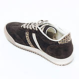 Жіночі замшеві кеди шоколадного кольору з леопардовими вставками на шнурівці Frivoli F825-83-55Т розмір 36, фото 6