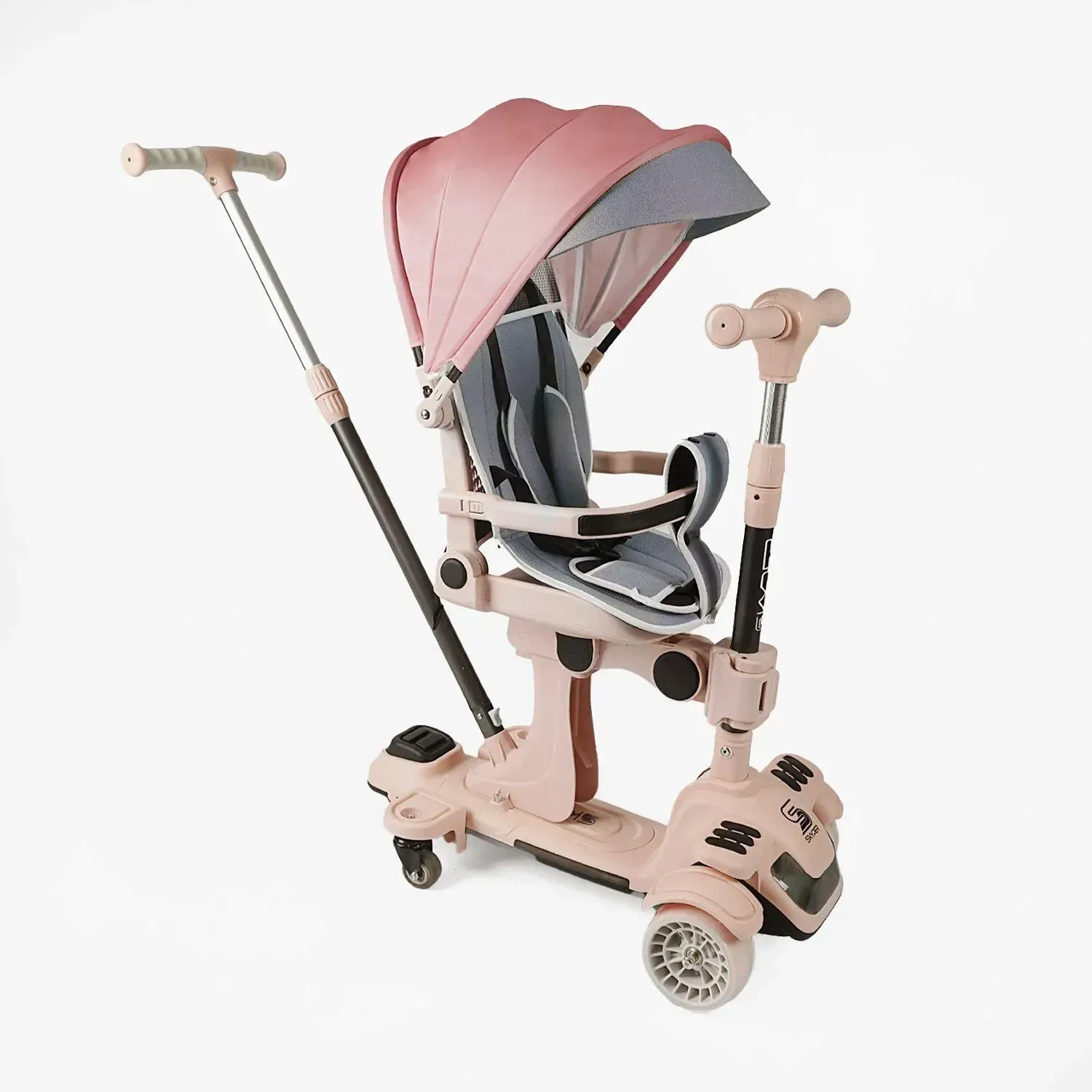 Самокат трансформер з бампером та батьківською ручкою, 5в1, Skyper, BL-72440, фото 1