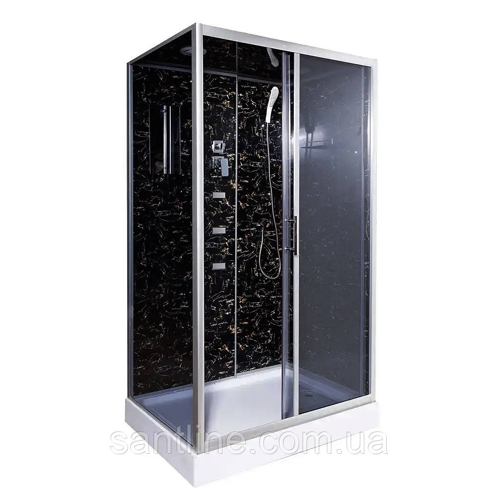 Гідробокс TKF 7715 Веном BG 120х80x210 см на низькому прямокутному піддоні сіре скло розсувні двері, фото 1