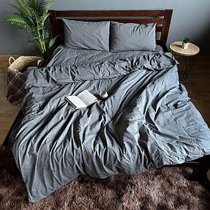 Постільна білизна Washed Cotton графіт полуторна варена бавовна 150х215 см