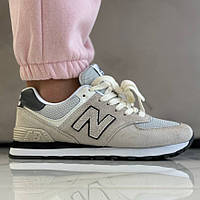 Бежеві замшеві жіночі кросівки New Balance 574 Beige Демісезонні кросівки Нью Беланс
