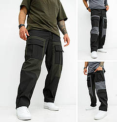 Чоловічі штани карго з кишенями на липучках модні якісні тактичні, чорні, розмір S, M, L, XL