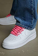 Білі жіночі шкіряні кросівки Nike Air Force 1 Демісезонні кросівки Найк Аїр Форс 1