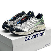 Демісезонні сріблясті текстильні жіночі кросівки Salomon XT-4 Lab W Silver Green кросівки Саломон