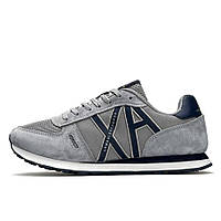 Демісезонні сірі чоловічі замшеві кросівки Armani Exchange AX Grey Black кросівки Армані Сітчасто-замшеві