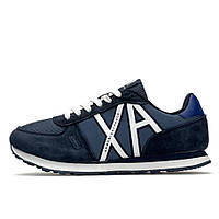 Демісезонні сині чоловічі замшеві кросівки Armani Exchange AX Dark Navy кросівки Армані Сітчасто-замшеві