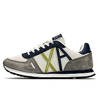 Демісезонні сірі чоловічі замшеві кросівки Armani Exchange AX Grey White кросівки Армані Сітчасто-замшеві