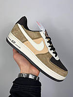 Коричневі шкіряні чоловічі кросівки Nike Air Force 1 Демісезонні Найк аїр Форс 1