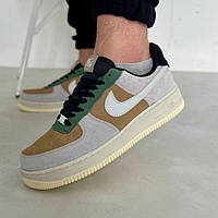 Сірі замшеві чоловічі кросівки Nike Air Force 1 Демісезонні Найк аїр Форс 1
