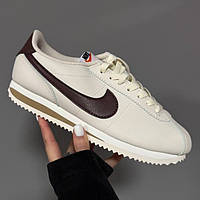 Бежеві шкіряні жіночі кросівки кроссовки Nike Cortez Демісезонні кеди Найк Кортез