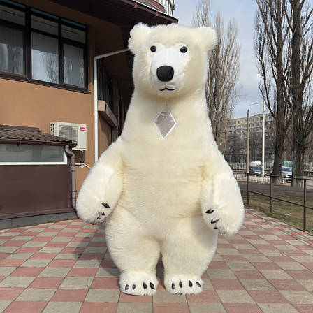 Костюм білого ведмедя надувний ростова лялька для заходів і промоакцій 2,6м, фото 1