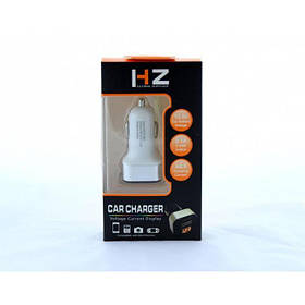 Адаптер USB прикурювач HZ CAR CHARGER 2.1 A USBx2 з вольтметром CAR USB HC1 9001 SV227