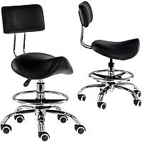 Косметичний стілець сідло зі спинкою Callisimo SD-WB08-BLACK
