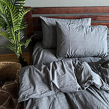 Постільна білизна Washed Cotton графіт полуторна варена бавовна 150х215 см, фото 4