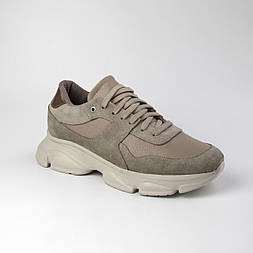 Бежеві замшеві кросівки на легкій підошві в ретро стилі жіноче взуття повсякденне Cosmo New Olivia Beige