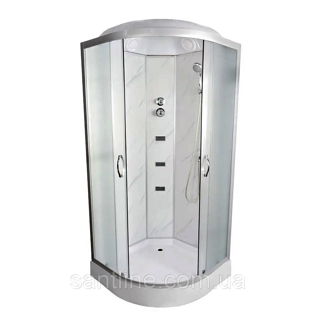 Гідромасажний бокс 100х100x215 см TKF 100-1 WG душовий бокс Vivia напівкруглий низький піддон розсувні двері, фото 1