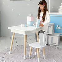 Новинка! Стол хмаринка з нішею та стілець зайчик білі 41008