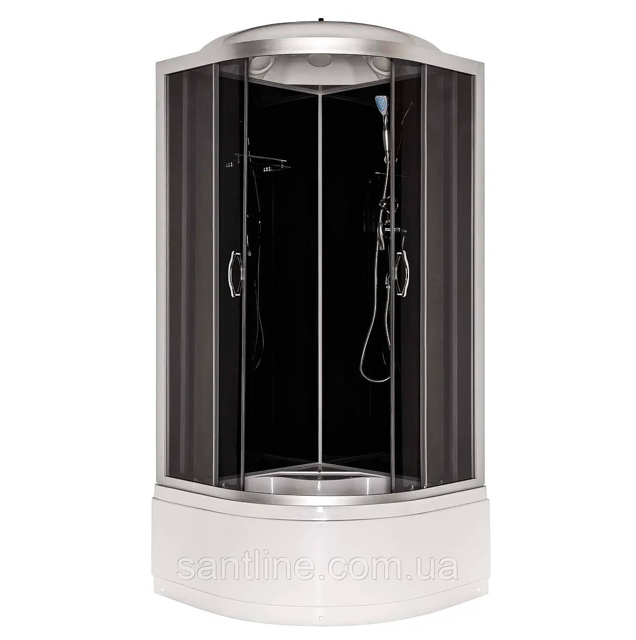 Душовий гідробокс 90х90х220 см Venta 95 BF чорна душова кабіна Vivia глибокий піддон розсувні двері, фото 1