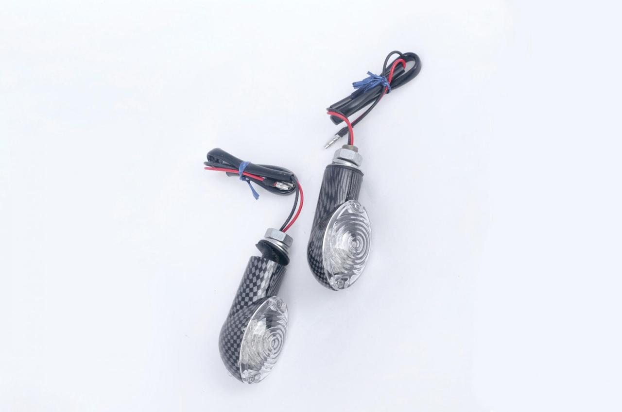 Повороти діодні міні (пара) овальні (карбон, прозорі)