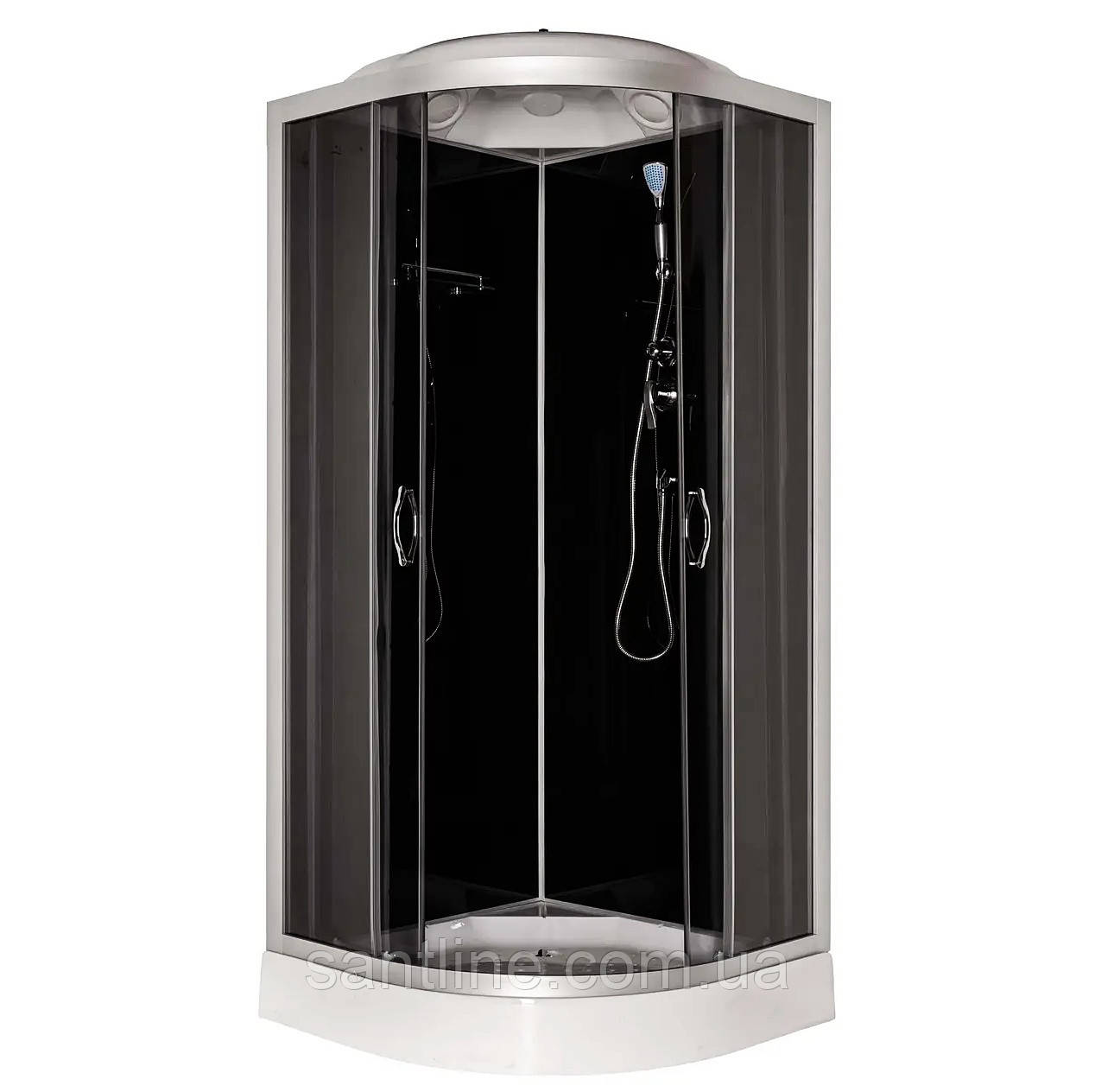 Душовий гідробокс Venta 61 BF 90х90х220 чорна душова кабіна Vivia низький піддон розсувні двері, фото 1