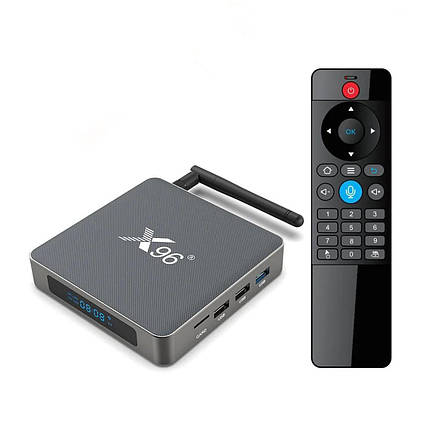 Смарт ТБ приставка Smart TV X96 X6 4/32GB із голосовим керуванням (8K, Quad Core ARM Cortex A55, Android 11), фото 1