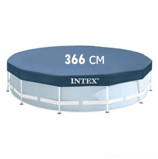 Intex 28031 Натяжний тент для каркасного басейну, d=366 см, матеріал PVC, з отворами для зливу води