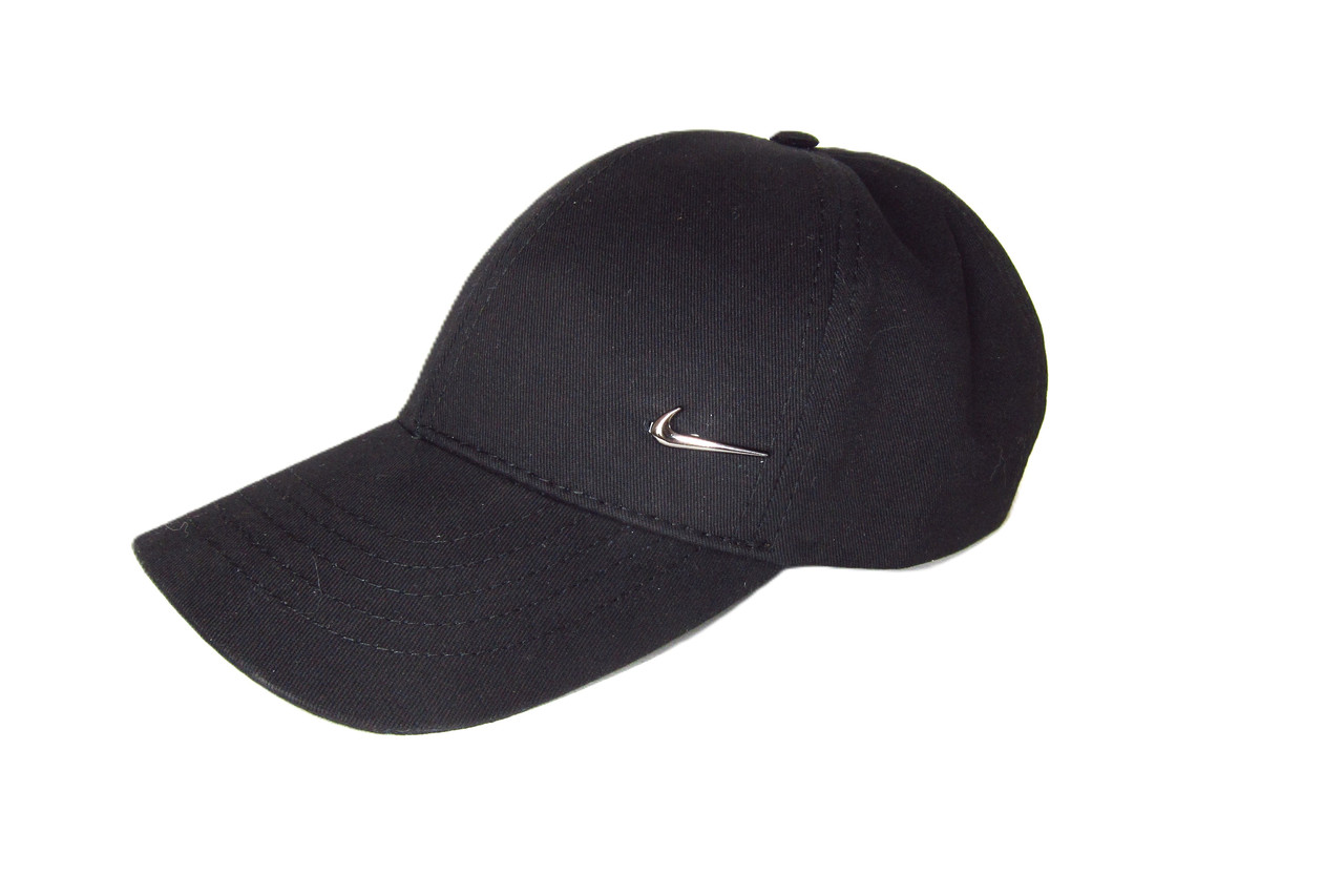 Кепка бейсболка котонова чорна з залізним лого NIKE- НАЙК  71015