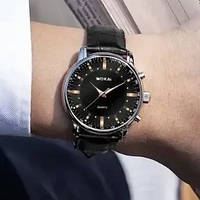 Красивые мужские часы в стальном корпусе с черным циферблатом