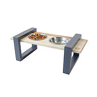 Годівниця для собак Від Джека модель No1 (М) опори метал стільниця дерево (VitanTM) Графіт