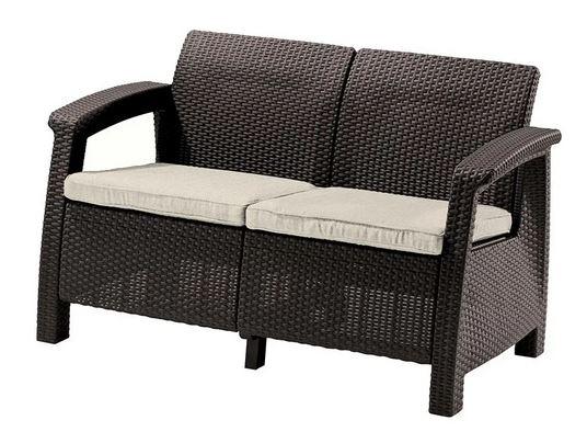 Софа садова Corfu II Love seat двомісна пластик коричневий (Time EcoTM)