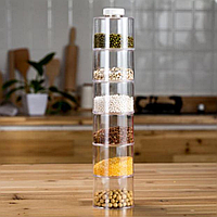 Набір ємностей для спецій 6 шт Spice Tower, органайзери для зберігання спецій з наліпками VE-87
