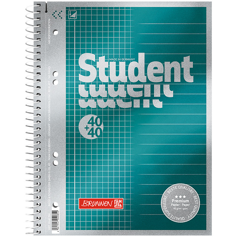 Коледж-блок А5 Premium Duo клітинка лінія 80 аркушів Brunnen, 71491, фото 1