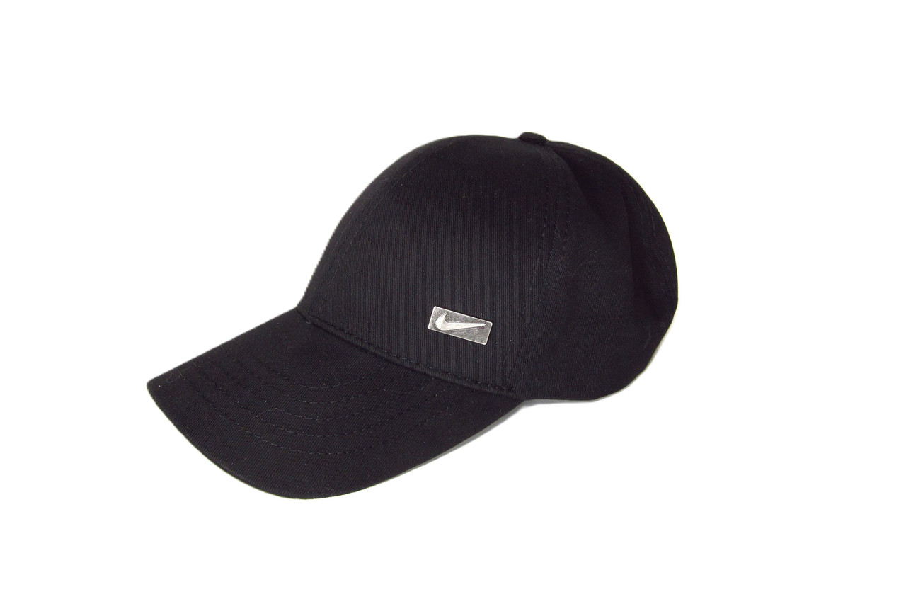 Кепка бейсболка котонова чорна з залізним лого NIKE- НАЙК  71016