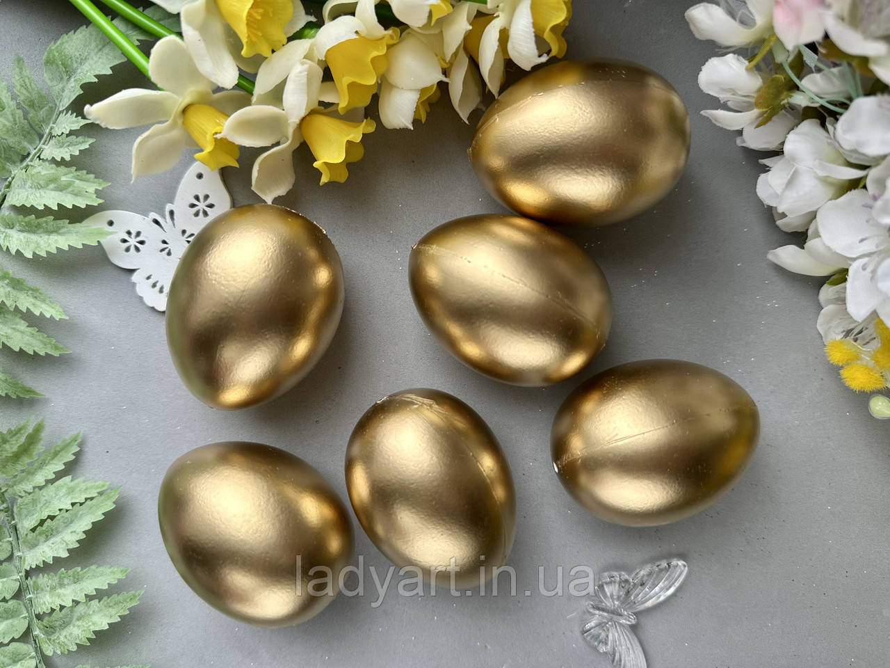 Яйце з пластику 6.5 х 4,5 см золотаве, фото 1