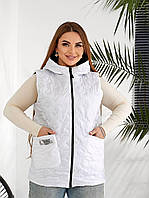 Двостороння жилетка з капюшоном /жилет батал/ білий-чорний маленька пайка арт. 369