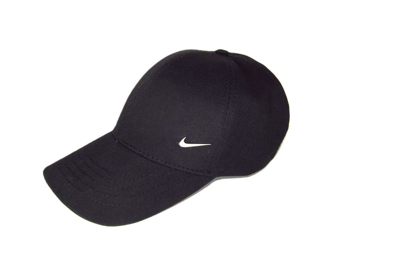 Кепка бейсболка котонова чорна з залізним лого NIKE- НАЙК  71017