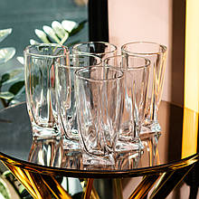 Набір склянок із скла Quadro 6 штук по 400 мл прозорі