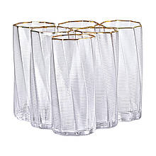 Набір високих склянок зі скла 3-D print 6 штук по 450 мл прозорі