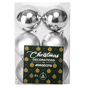 Набір ялинкових куль "Різдвяний Ритуал" (8 см * 6 шт, срібний) ELISEY