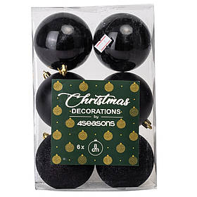 Набір ялинкових куль "Різдвяний Ритуал" (8 см * 6 шт, чорний) ELISEY