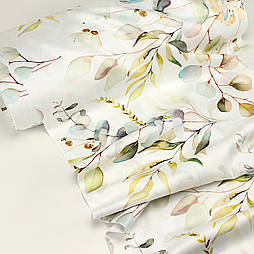 Сатин digital, ширина 240 см "Букети евкаліпту" білому № S-3452