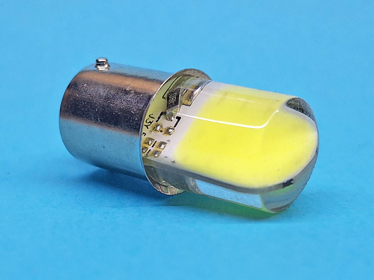 Світлодіодна лампа P21W BA15S 12V COB 3W Crystal WHITE, 1 контакт
