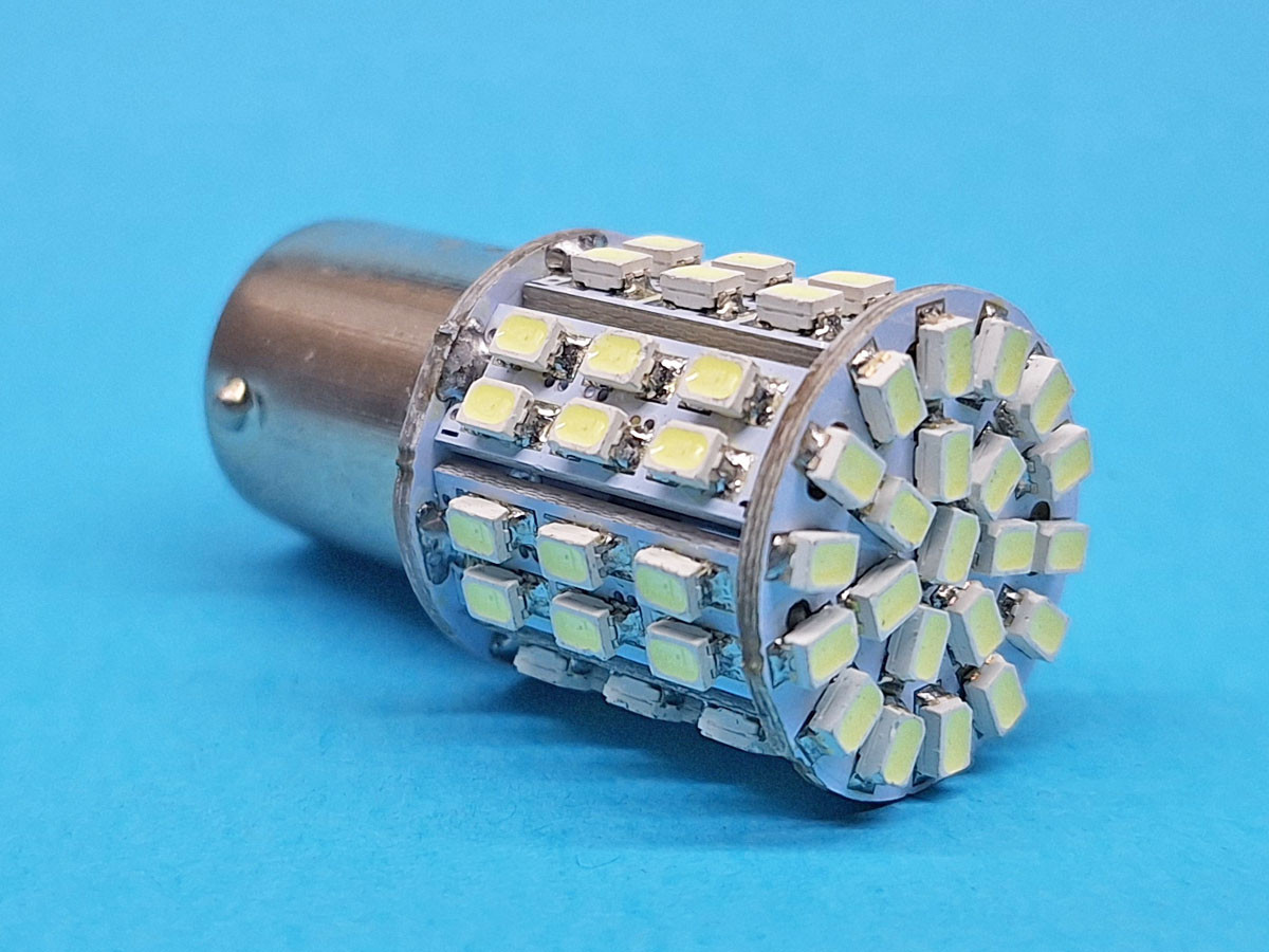 Світлодіодна лампа P21W BA15S 12V 64 SMD 1206 WHITE, 1 контакт