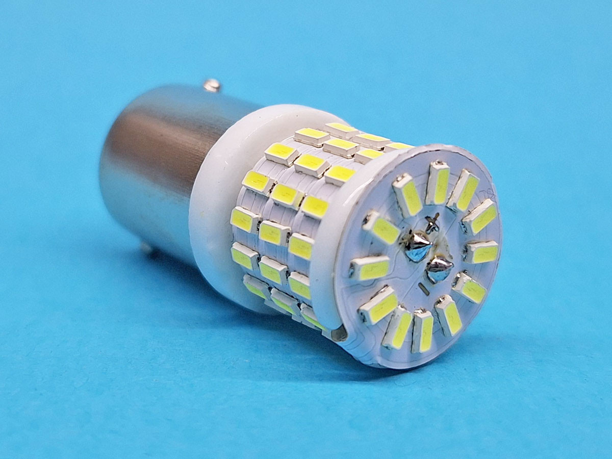 Світлодіодна лампа P21W BA15S 12-24V 57 SMD 3014 (на керамічній основі) WHITE, 1 контакт