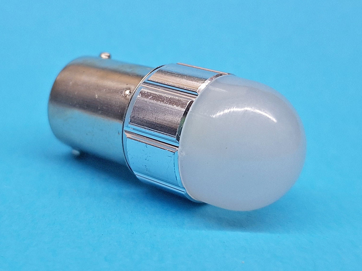Світлодіодна лампа P21W BA15S 12V 6 SMD 3030 WHITE матова лінза, 1 контакт