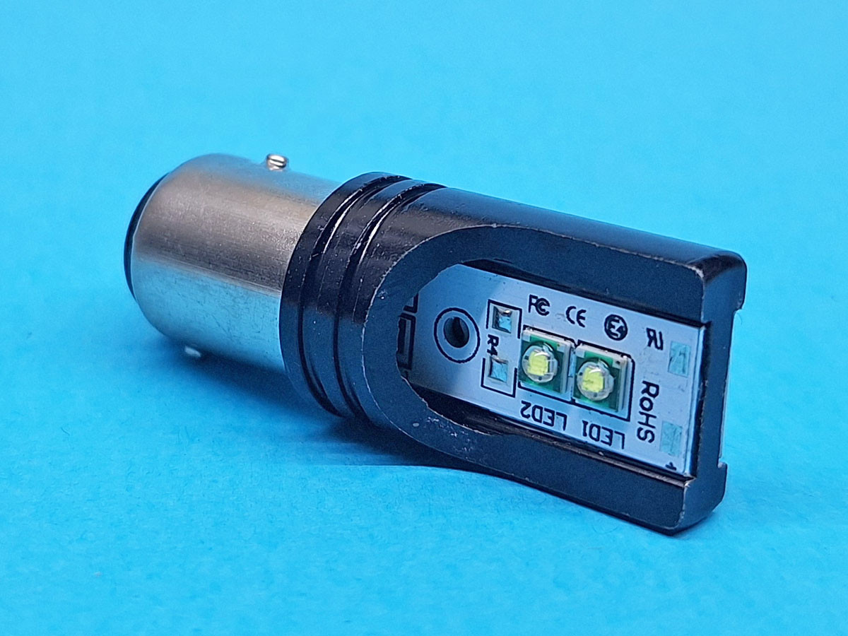 Світлодіодна лампа P21/5W BAY15D 12-24V 4 CREE WHITE, 2 контакта
