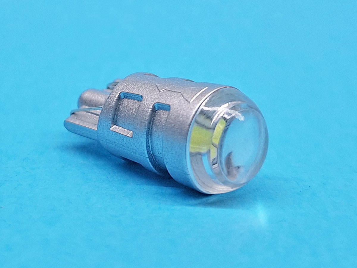 Світлодіодна лампа T10 W2,1x9,5d 1 SMD 5050 12V WHITE з лінзою, сірий пластиковий цоколь