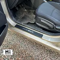 Захист порогів - накладки на пороги Hyundai ACCENT III 5-дверка c 2006 р. (Premium Carbon)